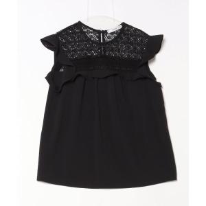 「MANGO」 レースノースリーブブラウス X-SMALL ブラック レディース