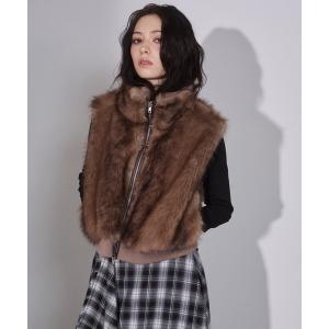 ベスト ジレ ショート丈ダブルジップファーベスト レディース
