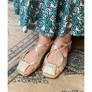 「ground green store」 フラットサンダル 37 シャンパン レディース