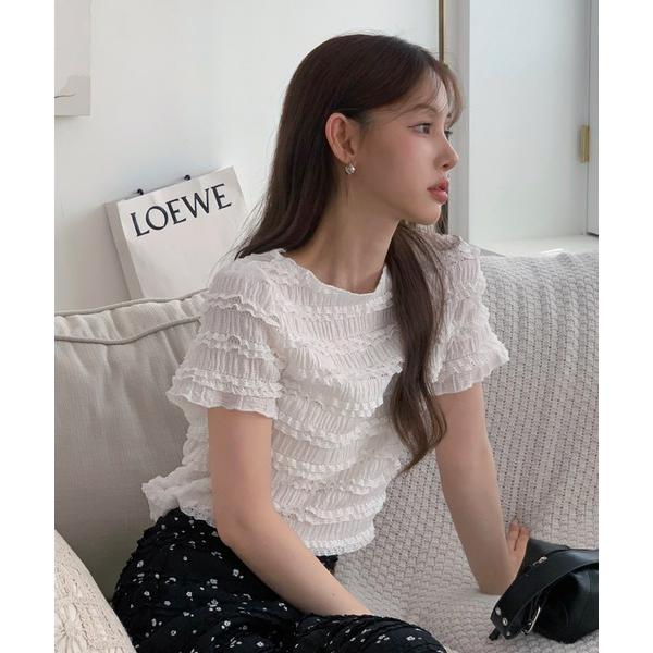 tシャツ ラブリーシャーリングレースTシャツ レディース