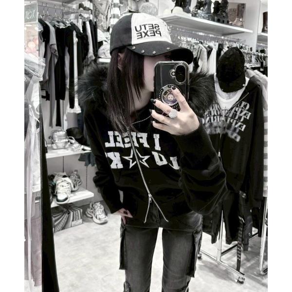 パーカー 「IFEELLUCKY」Lucky fur hood zip up / 「アイフィールラッ...