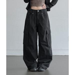 カーゴパンツ 「2025FW新作アイテム」「ユニセックス着用可能」ユニークベルトフープ＆ポケットマルチカーゴデニムパンツ レディース