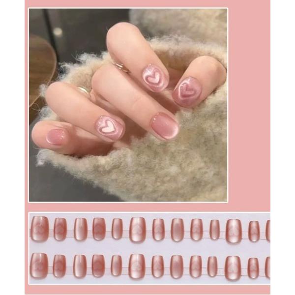 マニキュア ネイル ネイルチップ ハート ピンク ショート シンプル つけ爪 デコチップ オーバル