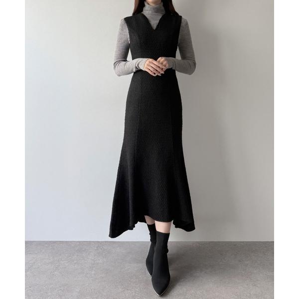 ジャンパースカート ツイードレースアップマーメイドジャンスカ