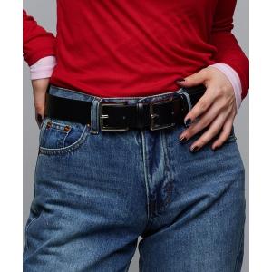 ベルト レザーダブルバックルベルト レディース