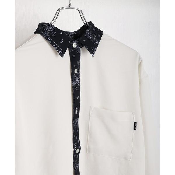 シャツ ナチュラルストレッチ ルーズサイズ ペイズリー柄 長袖シャツ クレリックデザイン メンズ レ...