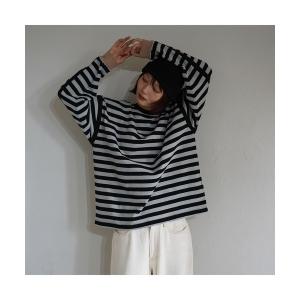 tシャツ ATELANE / リブ配色ボーダーロンTEE/ヘビーウエイト メンズ レディース