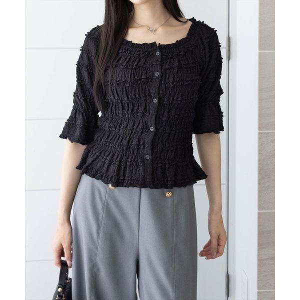 tシャツ ２wayフリルティアード七分袖トップス「オフィスカジュアル フェミニン」 レディース