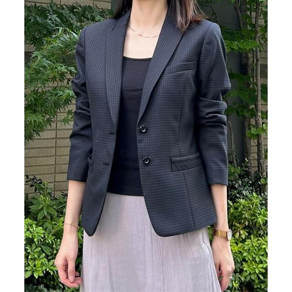 スーツ マイクロチェック ウール テーラードジャケット レディース