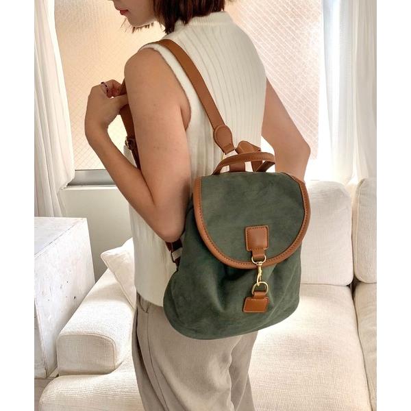 デイバック リュック ピーチスキン 配色 レトロバックルリュック レディース