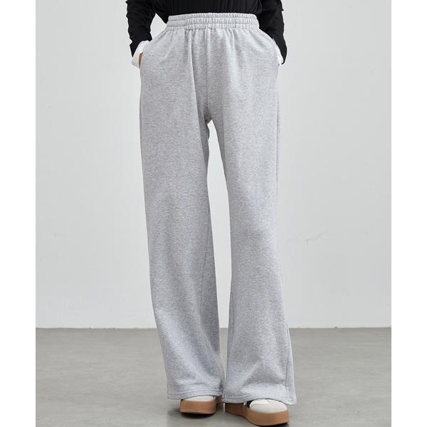 パンツ ソリッドカラー ウエスト イージー フレア パンツ レディース