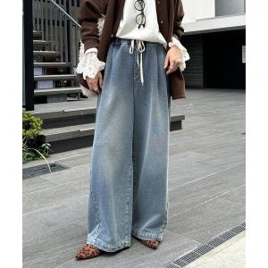 パンツ 「デニムなのにスウェット!?」デニムスウェットパンツ レディース