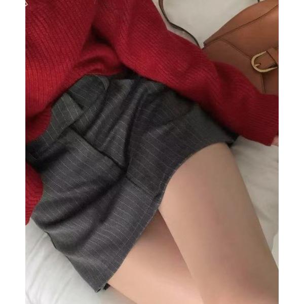 スカート ストライプ柄スカートパンツ