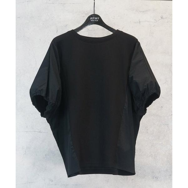 tシャツ 半袖 「FONT LAB」ライトダンボール×ナイロンタッサーギャザースリーブカットソー レ...