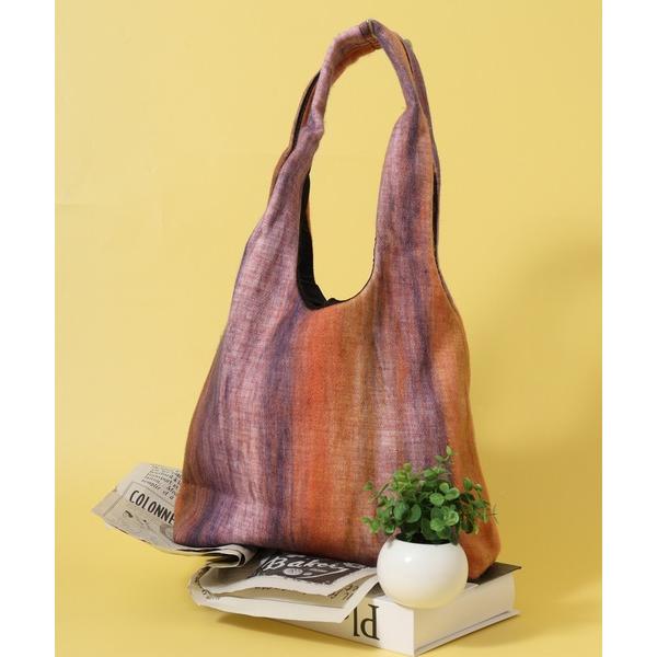 トートバッグ グラデーションボーダー柄バッグ レディース