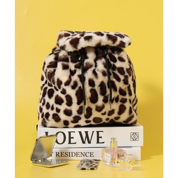 デイバック リュック レオパード柄フェイクファーリュック レディース