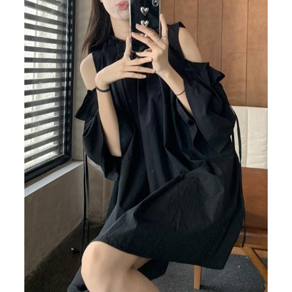 ワンピース オープンショルダーディティールワンピース