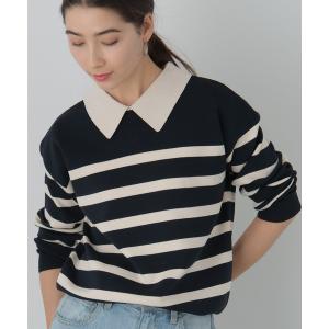 「saloon」 長袖ニット FREE ブラック×ホワイト レディース