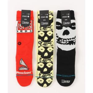 靴下 「STANCE/スタンス」Misfita(ミスフィッツ)コラボレーションモデル　ロゴクルーソックス3点セット / おしゃれなギフトに最適！ /