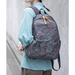デイバック リュック 「glanta」フラワー＆ドット刺繍ラウンドリュック レディース