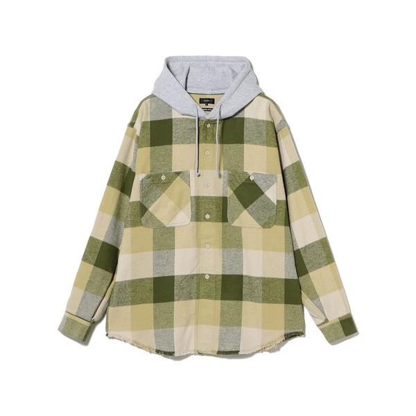 シャツ フード チェック ネルシャツ メンズ レディース