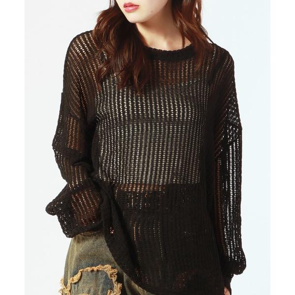 ニット セーター See-through Knit/透かし編みニット レディース メンズ