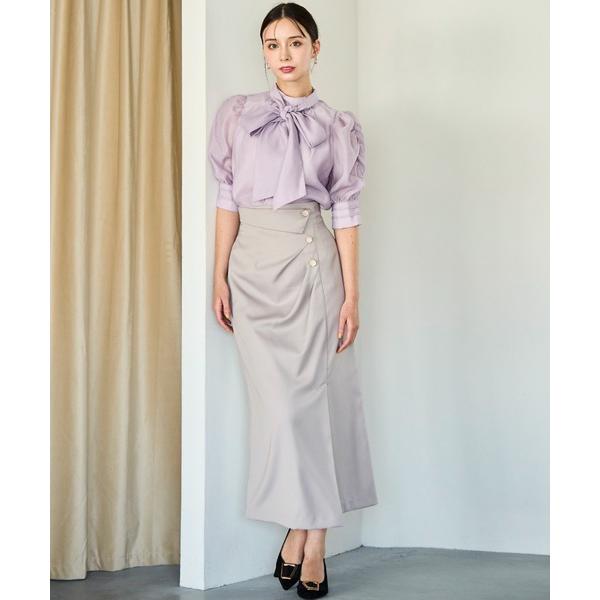 スカート 2025秋冬新作 アシメドレープタイトスカート