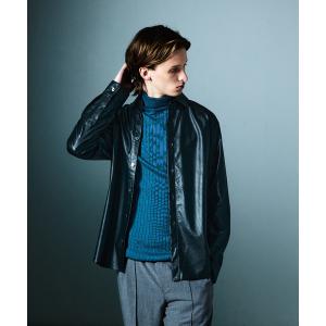 シャツ 「シンセレザー」エコレザー 長袖シャツ メンズ