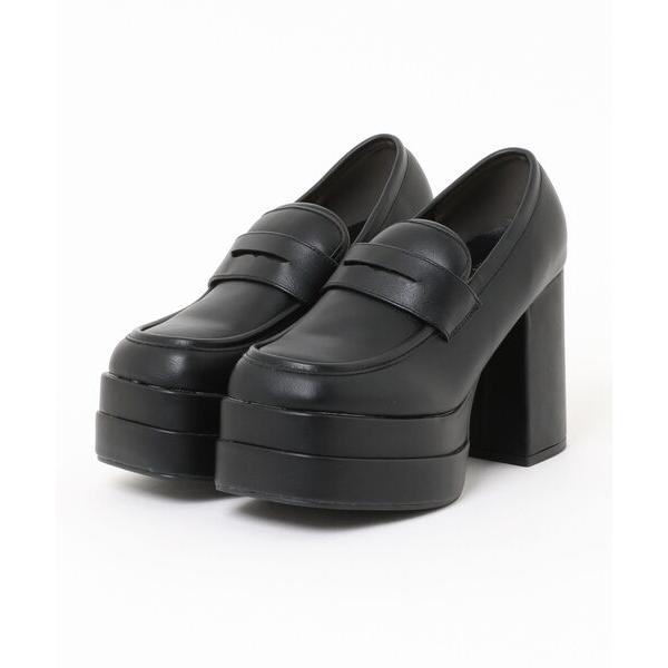 パンプス 「厚底」ヴィンテージ加工バルキーローファーパンプス　QNP0101