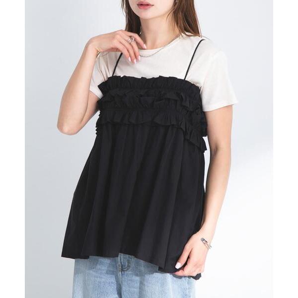 キャミソール コットンフリルキャミソール