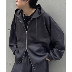 パーカー シンセティックスエードダブルジップパーカー メンズ