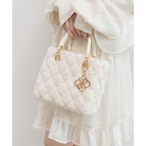 ハンドバッグ 2WAY ファーキルティングハンドバッグ