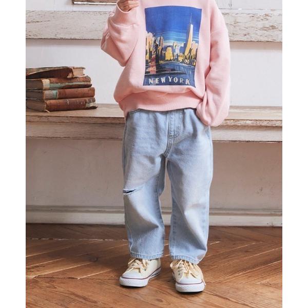 パンツ ダメージ加工ラウンドデニムパンツ キッズ 子供服 男の子 女の子