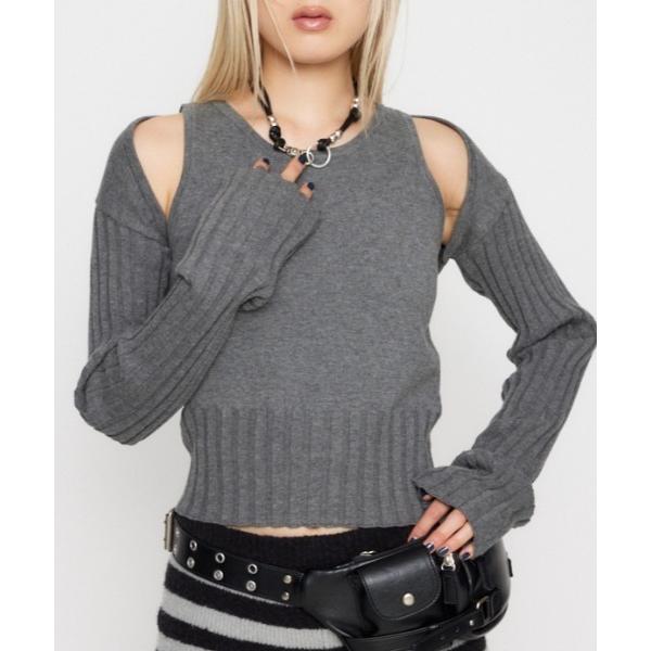 ニット セーター RIB SLEEVE 2PIECE トップス レディース