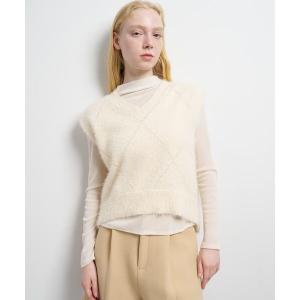 ニット セーター シャギーアイレットベスト レディース