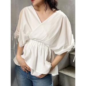 ブラウス シャツ ギャザースリーブブラウス レディース