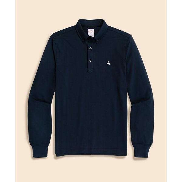 ポロシャツ コットン／ポリエステル　ハイツイストピケ　GFロゴ　ロングスリーブポロシャツ メンズ