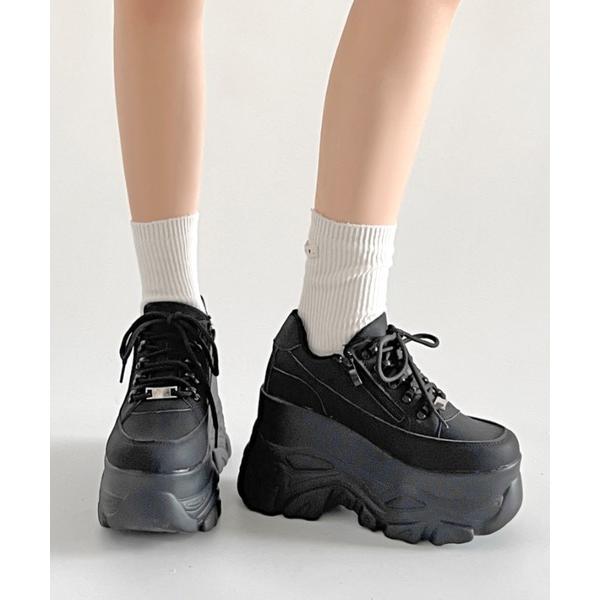 スニーカー 「年中かわいい厚底」厚底 ボリューム デザイン ハイソール ミッドカット スニーカー 5...