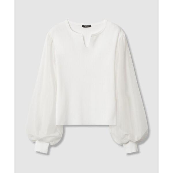 ニット セーター チュールスリーブプルオーバー レディース