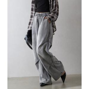 パンツ スウェット切替ワイドパンツ レディース