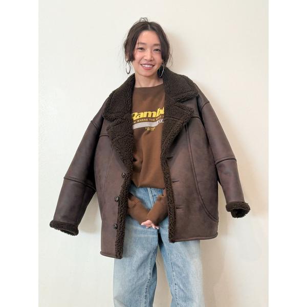 ブルゾン アウター フェイクムートンルーズブルゾン レディース
