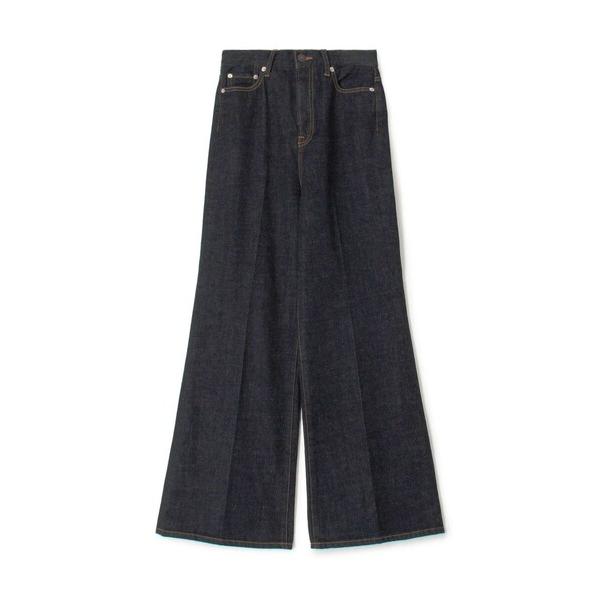 ワイドパンツ ジーンズ デニム デニムパンツ ワンウオッシュエッセンシャルデニム フレアパンツ レデ...