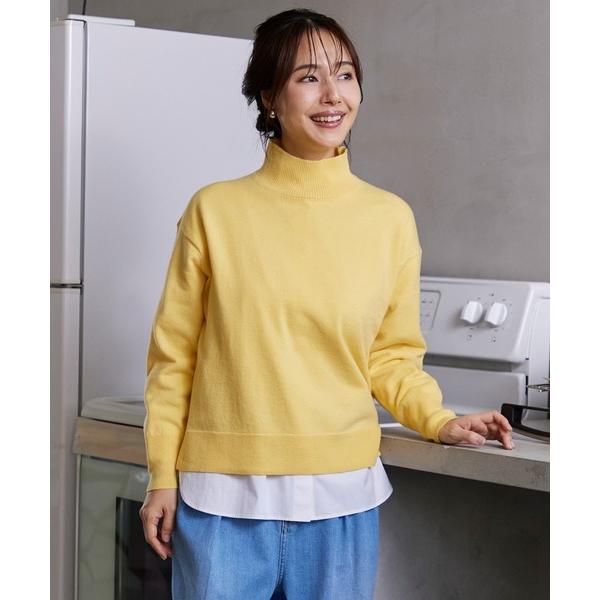 ニット セーター 「ご家庭で洗える」ウール100％ハイネックニット レディース