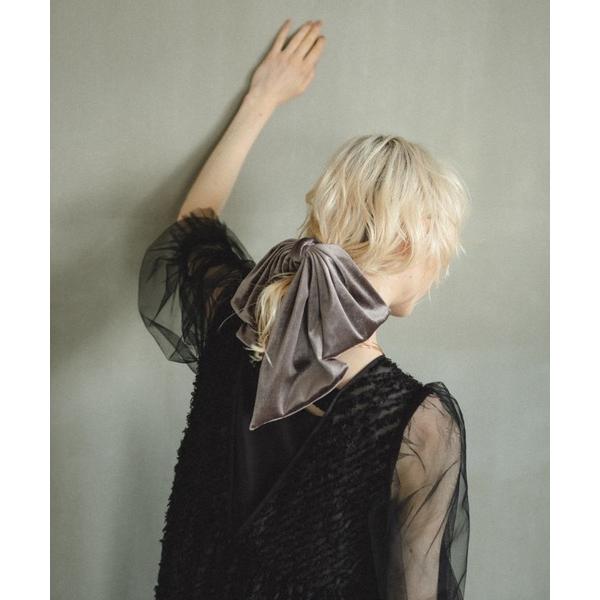 ヘアクリップ Velour ribbon hair hook