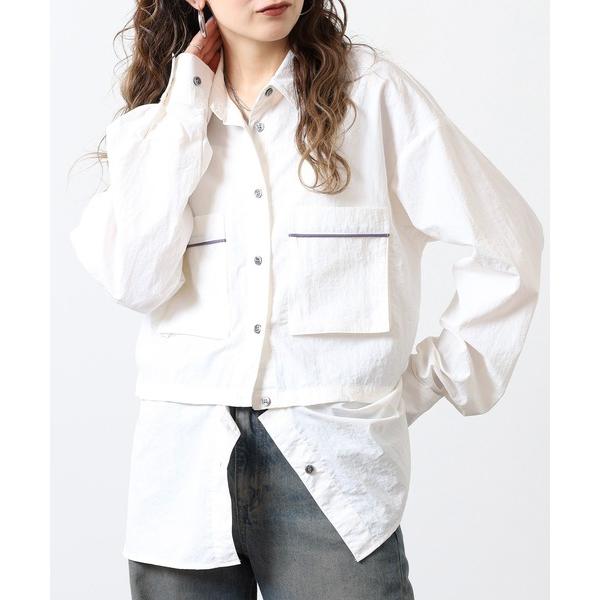 ブラウス シャツ 2WAYジップユーティリティナイロンシャツ レディース