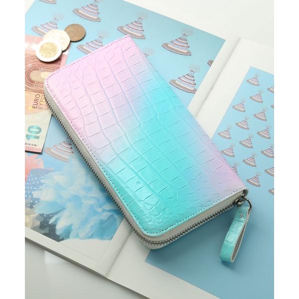 財布 クロコダイル パステルカラー グラデーション 長財布 レディース メンズ