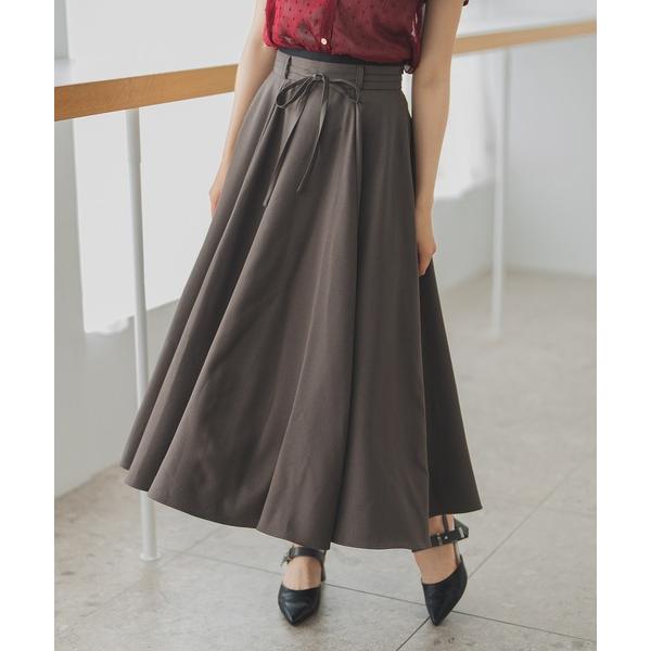 スカート 2025秋冬新作 バイカラーウエストフレアスカート
