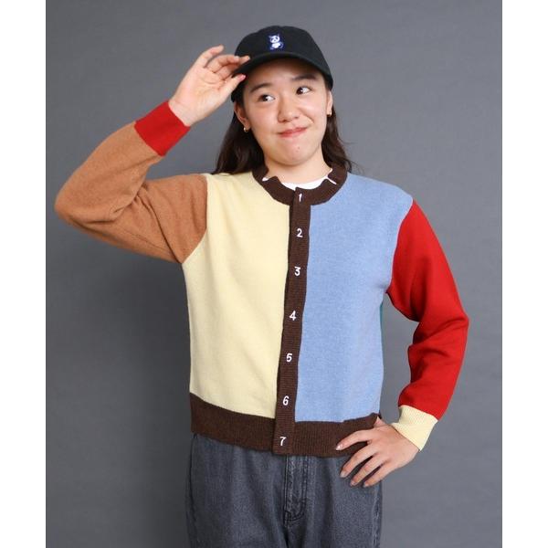 カーディガン _UPW数字刺繍クルーカーディガン レディース