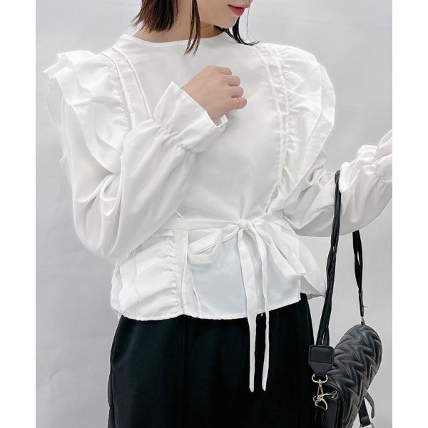 ブラウス シャツ 「＆soiree」フリルトップス レディース