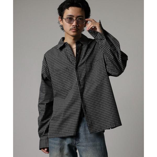 シャツ JUNGLESTOTM L/S小格子チェックショートレングスシャツ メンズ レディース